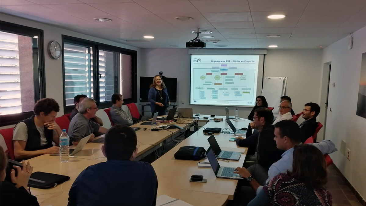 EST Technical Director, Mary Barreto (standing) during a Project Office meeting